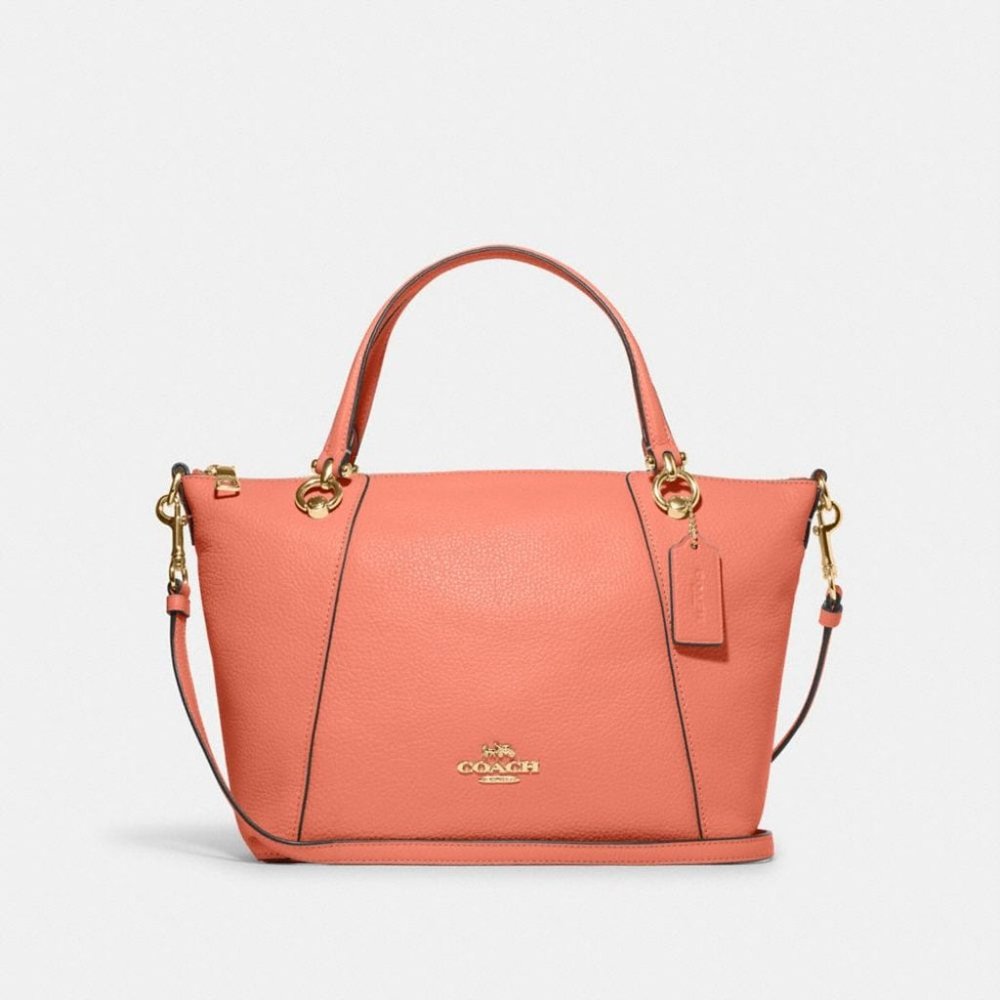 Coach Kacey Satchel Gold/Light Coral NWT